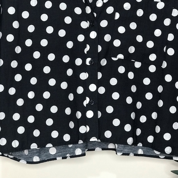 SOLD Zara Navy Dot Print Boxy Crop Shirt Top XS - Picture 4 of 11
